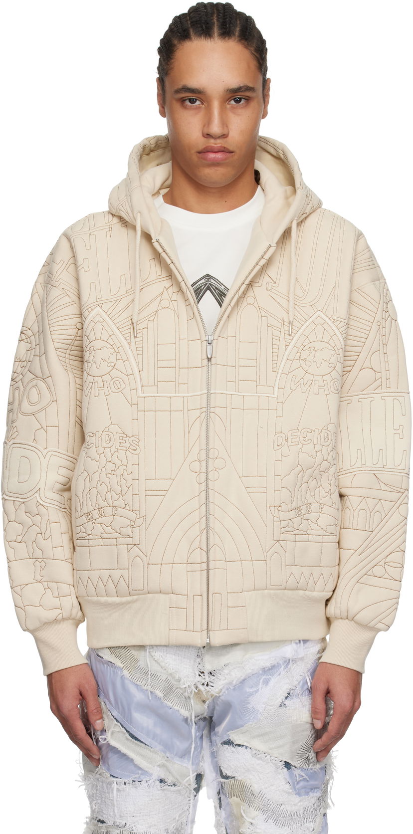 Dukserice Who Decides War Who Decides War Cathedral Zip-Up Hoodie Bež | 1110610019SS25