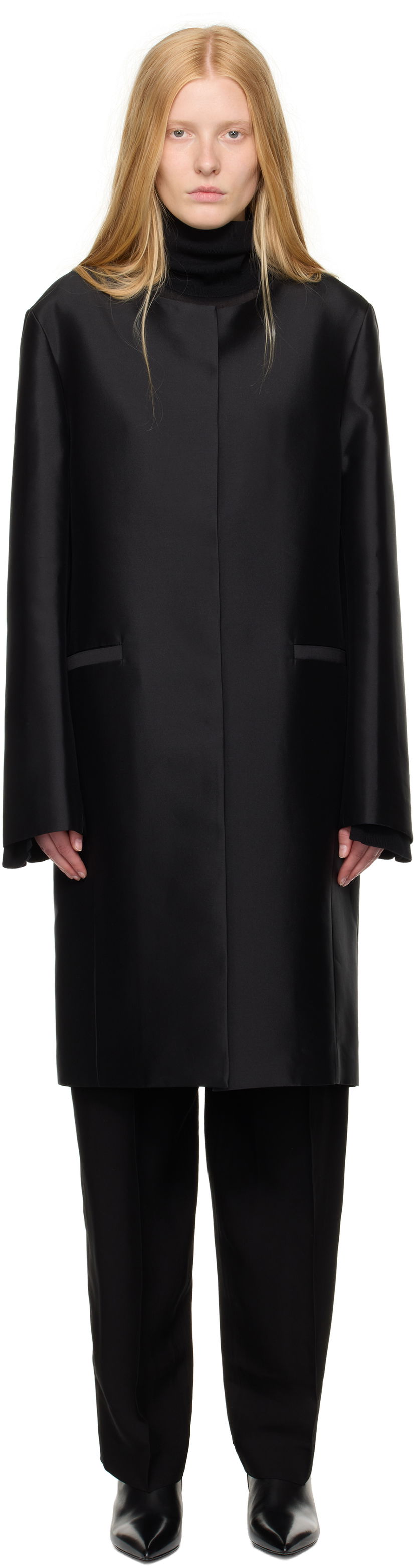 Kaputi TOTEME TOTEME Collarless Coat Crna | 253-WRO0213-FB0429