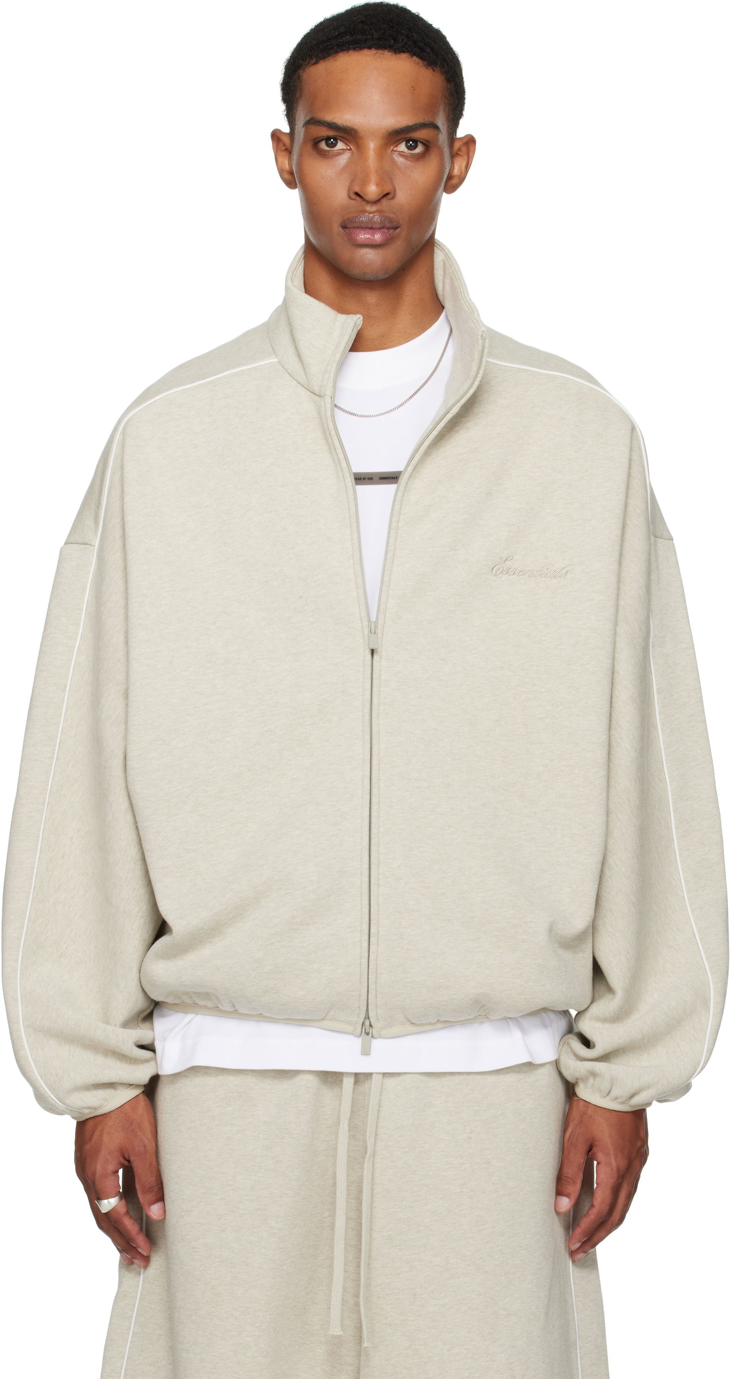 Jakna Fear of God ESSENTIALS Modern Fit Fleece Track Jacket Bež | 202SP256892F, 0