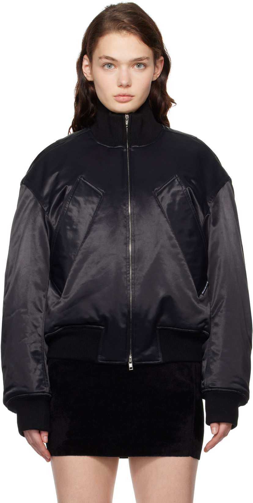 Bomber jakna Alexander Wang Sateen Bomber Jacket Crna | UWC4242050