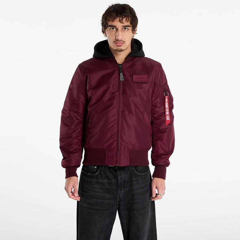 Bomber jakna Alpha Industries Jacket MA-1 Zip Hood Backprint Tamnocrvena | 128113-608