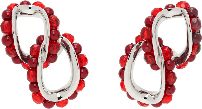 Naušnice KIKO KOSTADINOV Kiko Kostadinov Kandel Silver-Tone & Red Beaded Earrings Crvena | KKWAW25ER02-157