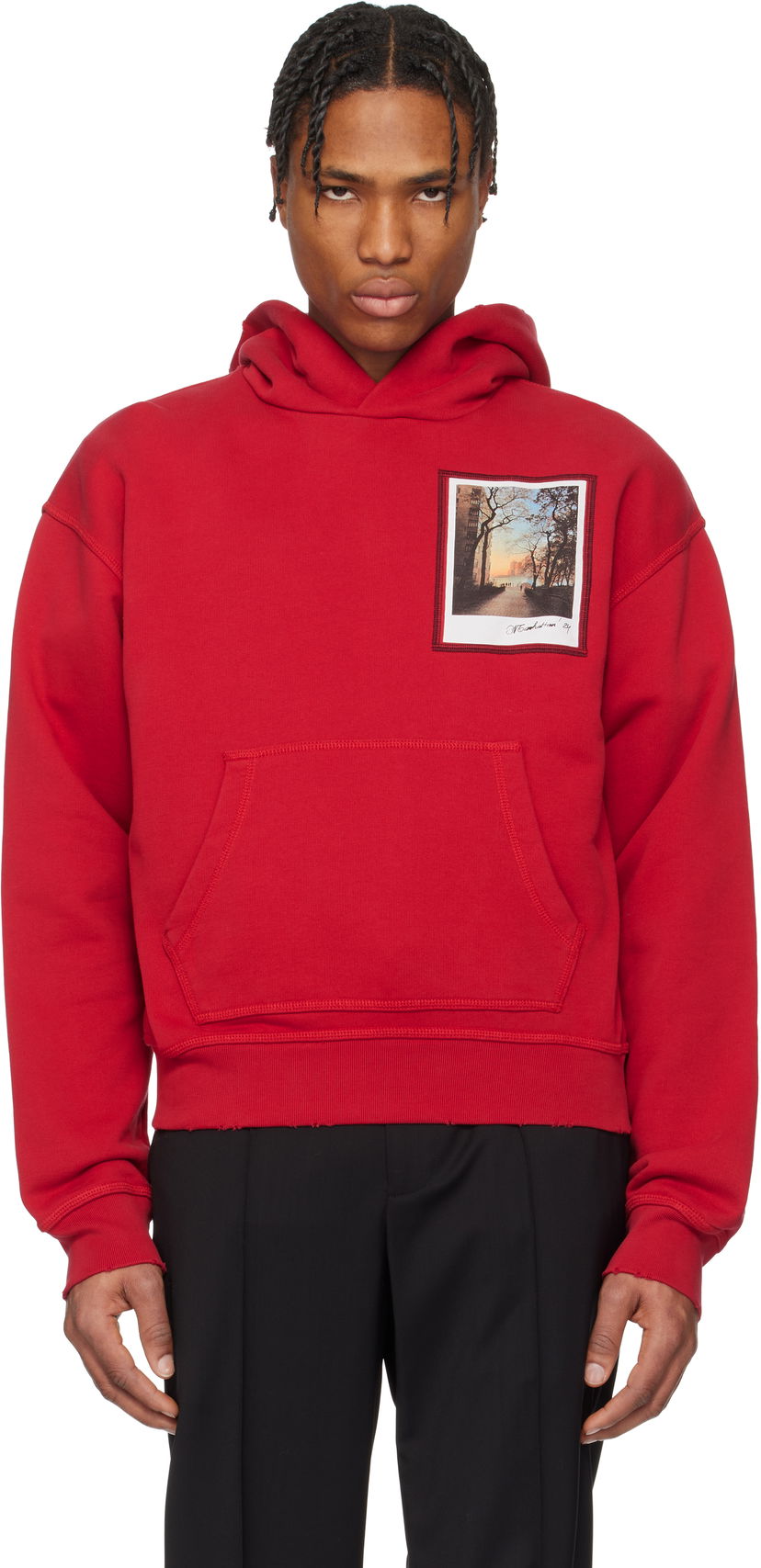Dukserice Helmut Lang Helmut Lang River Postcard Hoodie Crvena | O10HM522