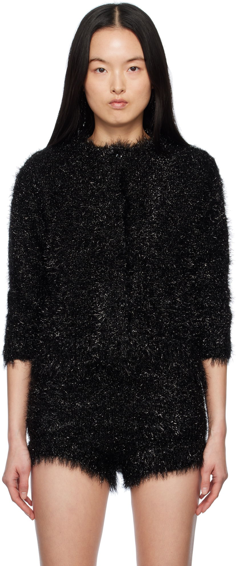Kombinezon Simone Rocha Simone Rocha Tinsel Knit Cardigan Crna | PRMK2 0664