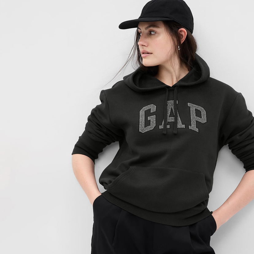 Dukserice GAP Pullover Logo Hoodie Moonless Night Glitt Crna | 796099-01