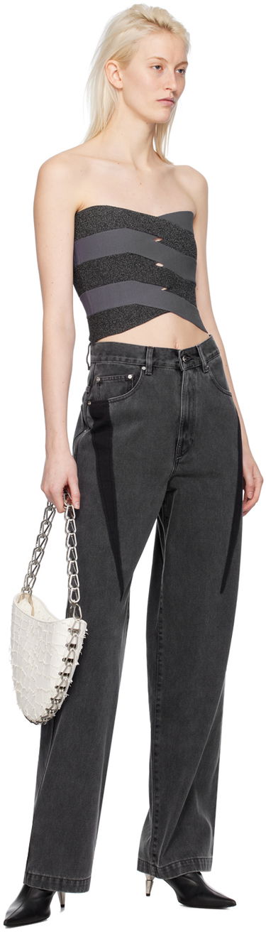 Majica bez rukava Dion Lee Reflective Interlocking Weave Bustier Top Siva | A7798PS24, 3