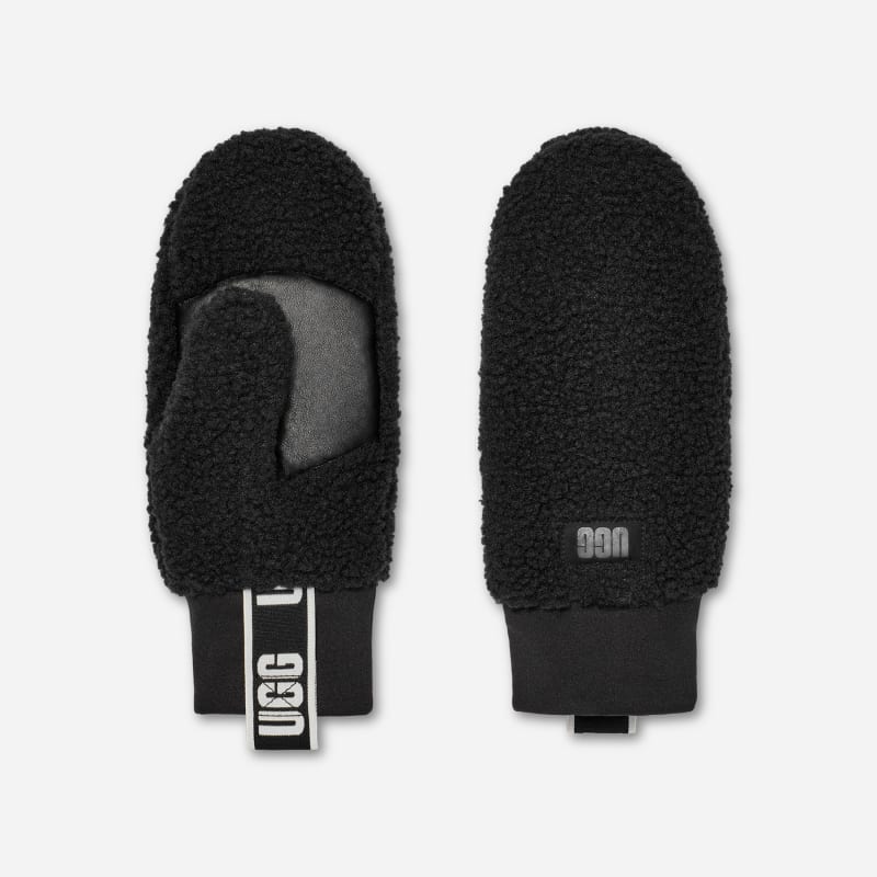 Rukavice UGG Logo Tape Fleece Mittens Crna | 101099-BLK, 1
