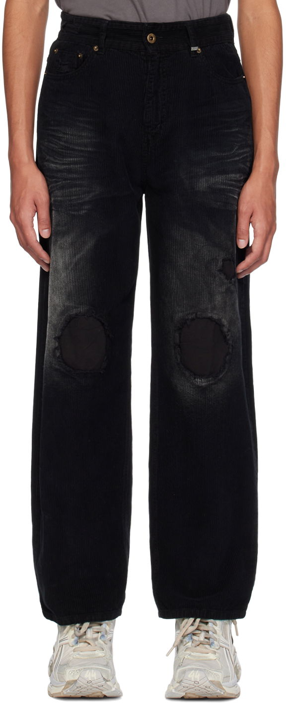 Jeans We11done We11done Distressed Corduroy Trousers Crna | WD-PT2-24-230-M-BK