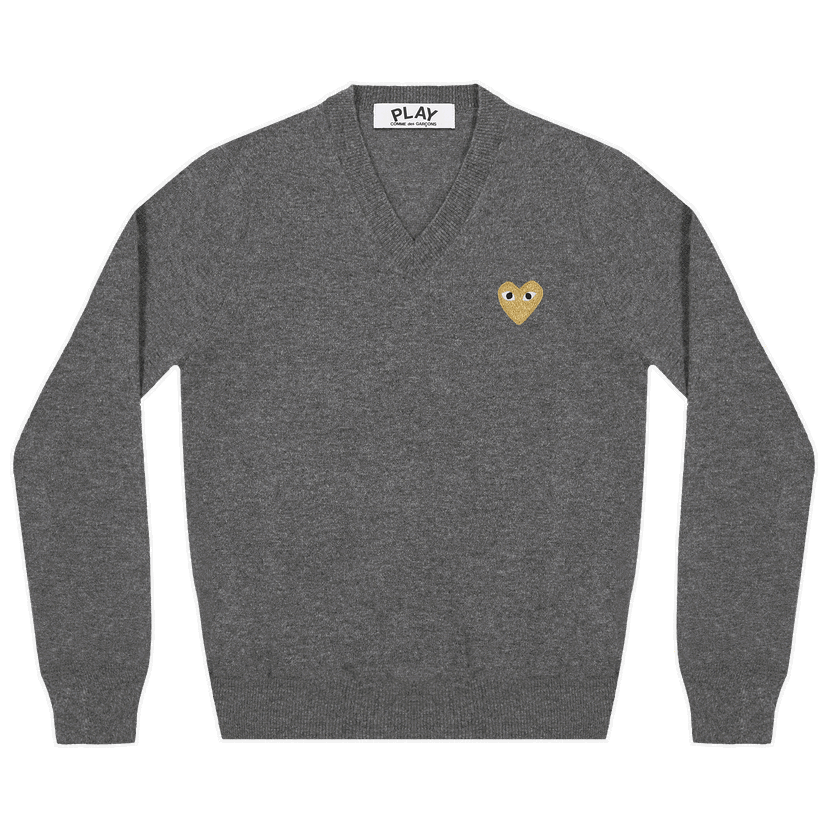 Džemper Comme des Garçons PLAY Heart V-Neck Pullover Siva | AZ N047 051 3