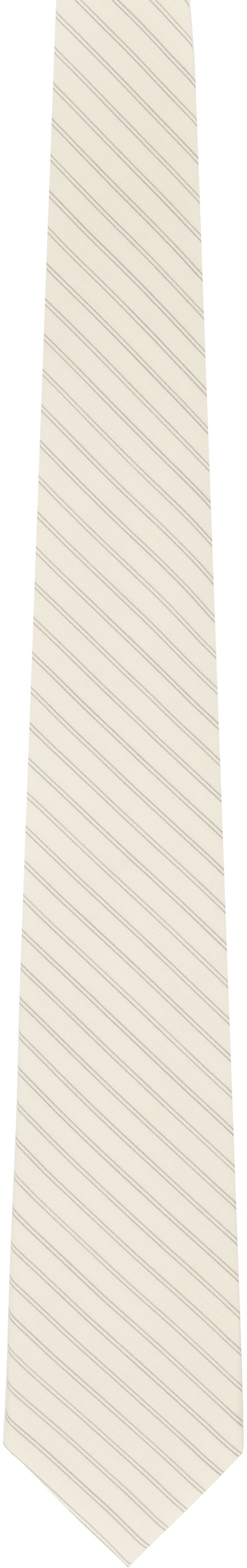 Pojasevi AURALEE AURALEE Super Fine Wool Stripe Tie Bež | A25ST03WW-W