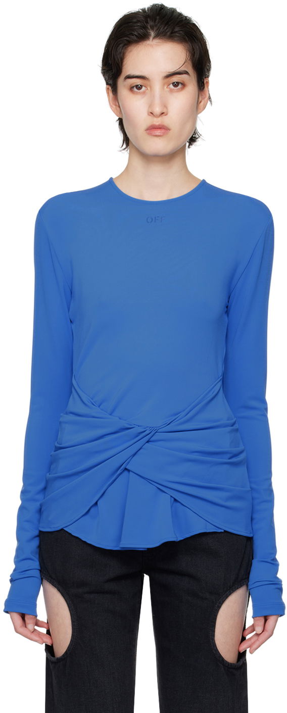 Majica kratkih rukava Off-White Blue Twist Long Sleeve T-Shirt Plava | OWAD251S24FAB0014646