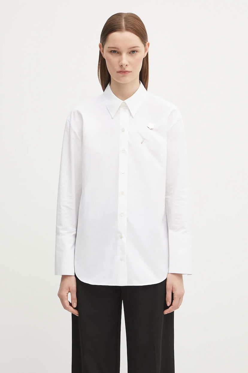 Košulja KENZO Kenzo Boke Pin Relaxed Fit Shirt with Classic Collar Bijela | FF62CH2549LB