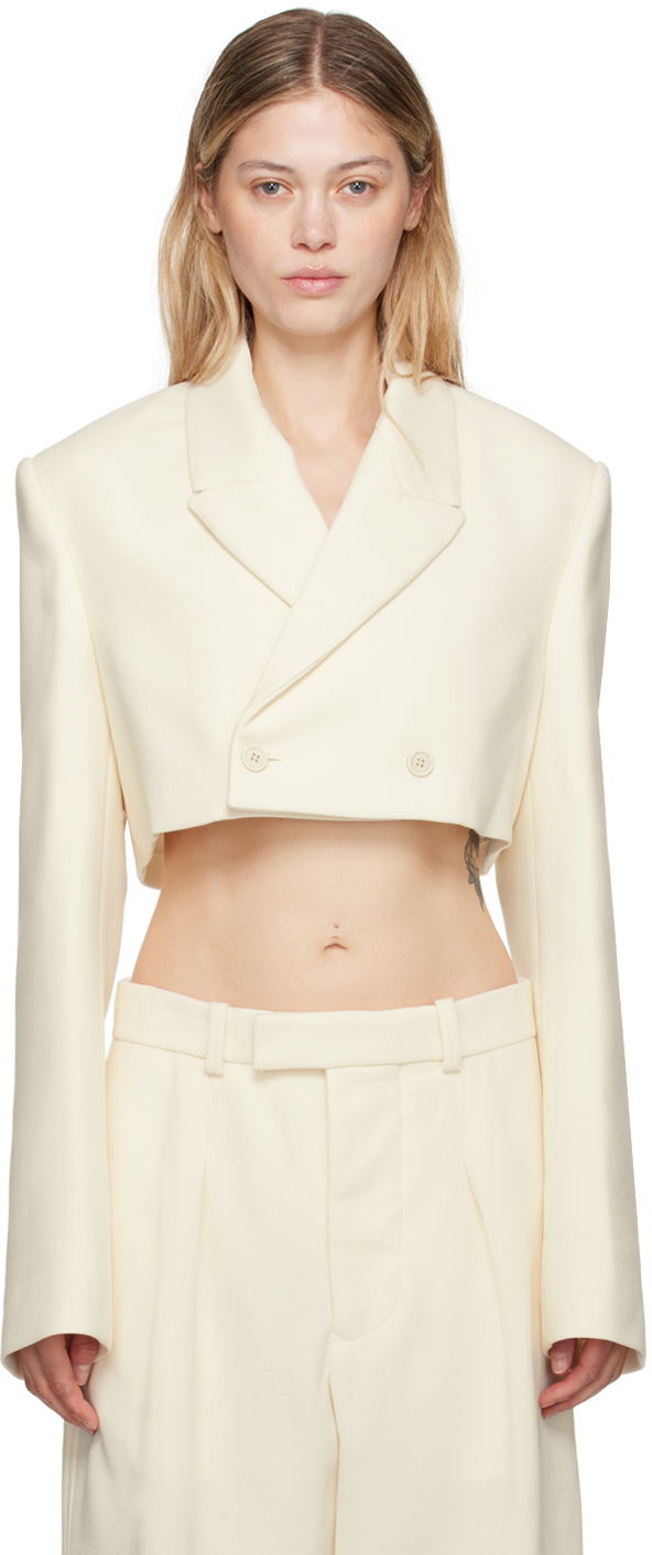 Odjeća WARDROBE.NYC Off-White Cropped Blazer Bež | W4076PC