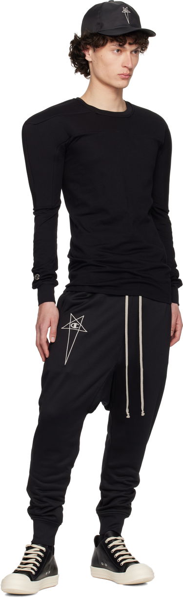 Trenirka Rick Owens Rick Owens Champion Edition Prisoner Drawstring Sweatpants Crna | CM01E1689 CHJS SHINY SWEAT JERSE, 4