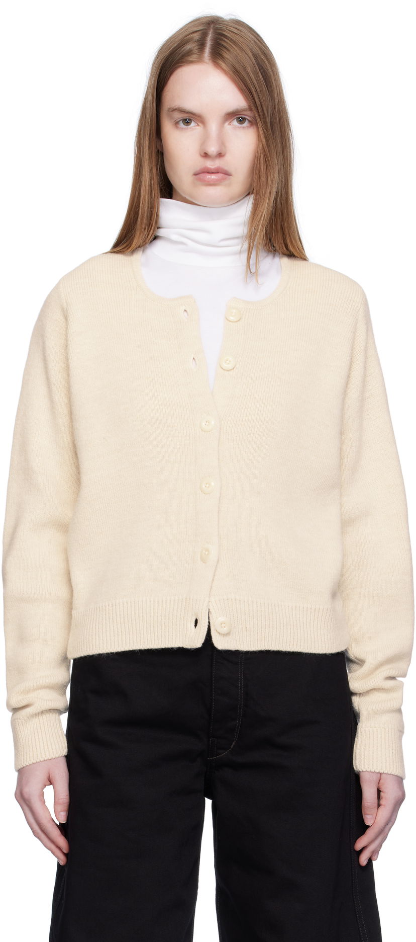 Džemper LEMAIRE Lemaire Alpaca Cropped Cardigan Bež | TO1411 LK1028