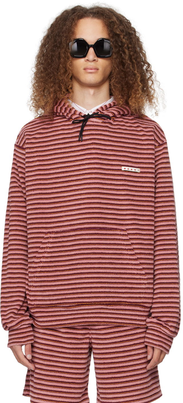 Dukserice Marni Striped Hoodie Ružičasta | FUMU0073X1 UTC321