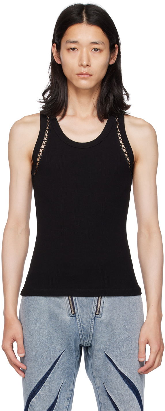 Majica bez rukava Dion Lee Picot Lace Tank Top Crna | C3148P23
