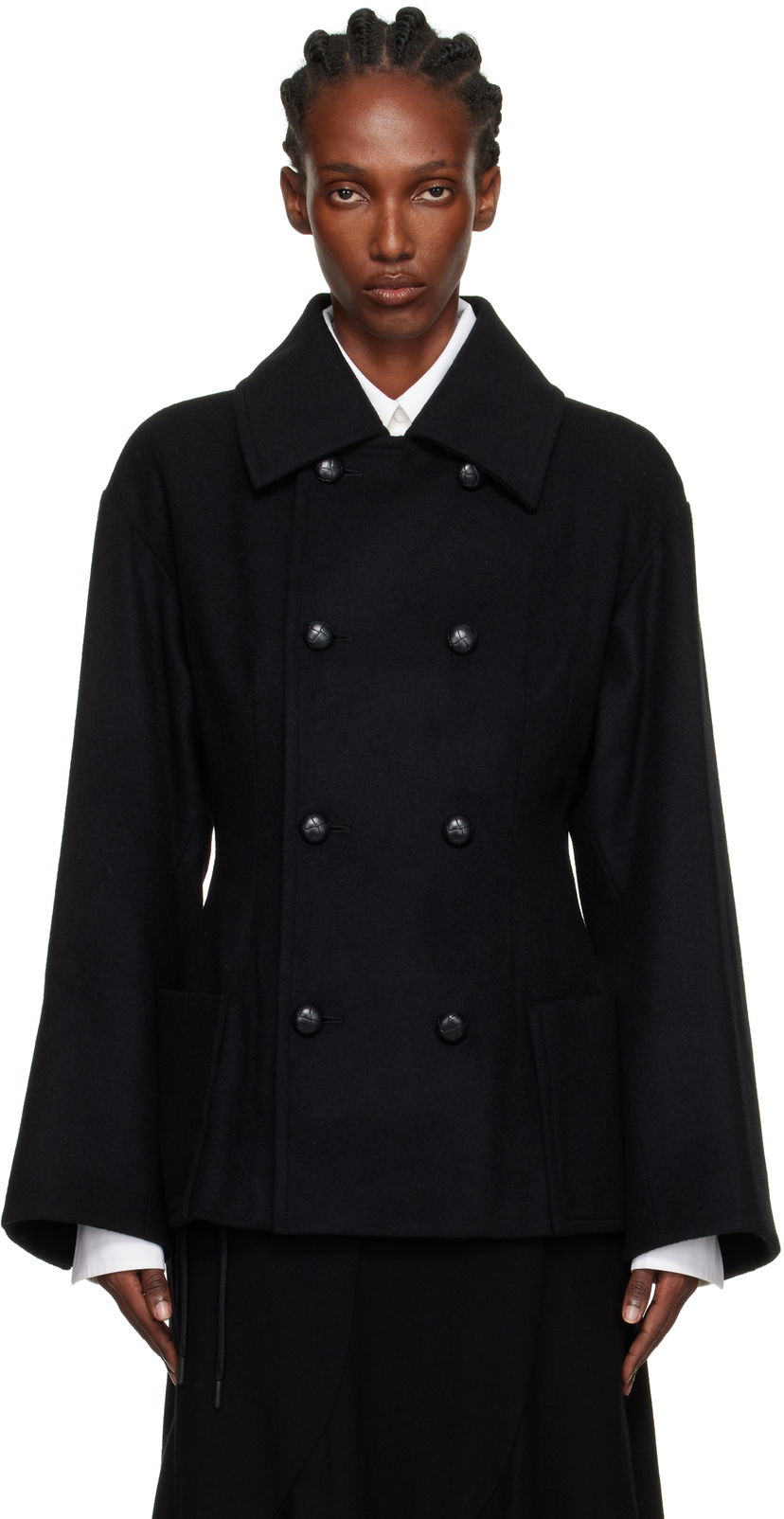 Kaputi Yohji Yamamoto Yohji Yamamoto Darts Pea Coat Crna | FM-J53-103