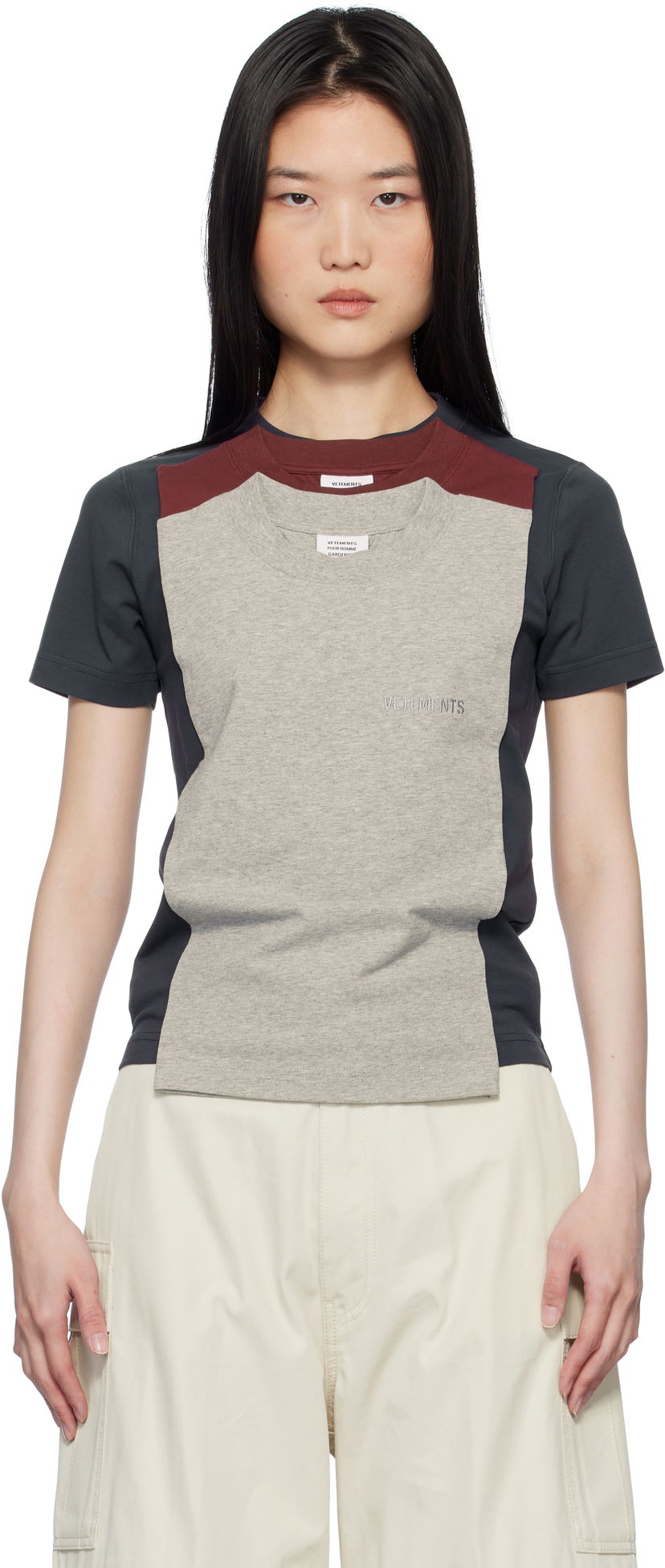Majica kratkih rukava VETEMENTS Vetements Layered Fitted T-Shirt Siva | MA66TR620N