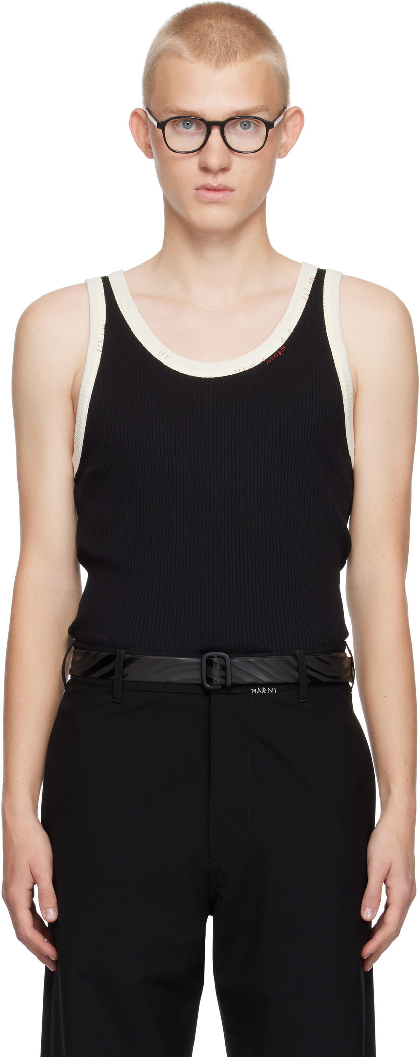 Majica bez rukava Marni Tank Top Mending Crna | HUMU0299QS UTC404