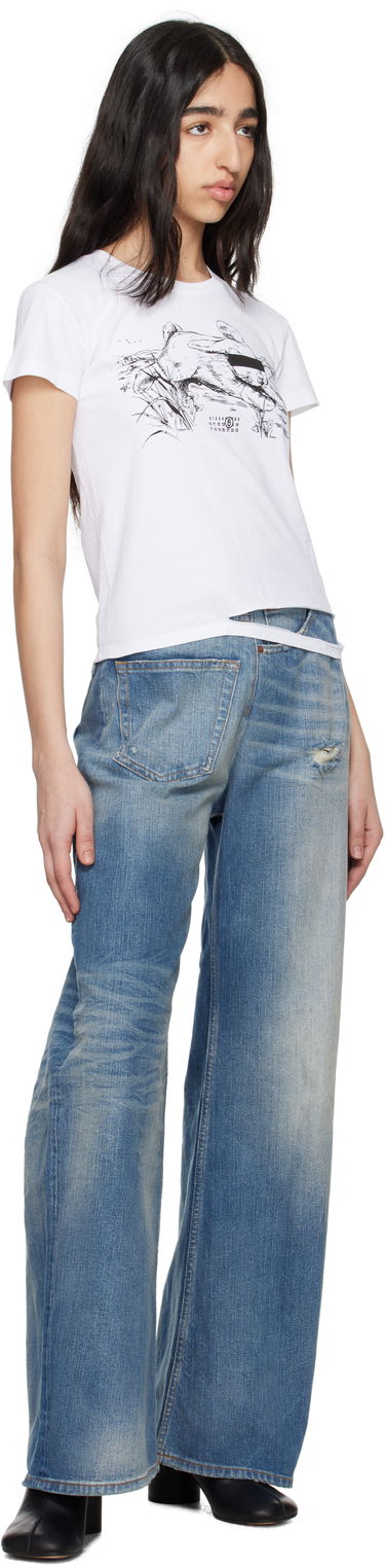 Jeans Maison Margiela MM6 Maison Margiela Twist Wide Leg Jeans Plava | S52LA0243 M30016, 3