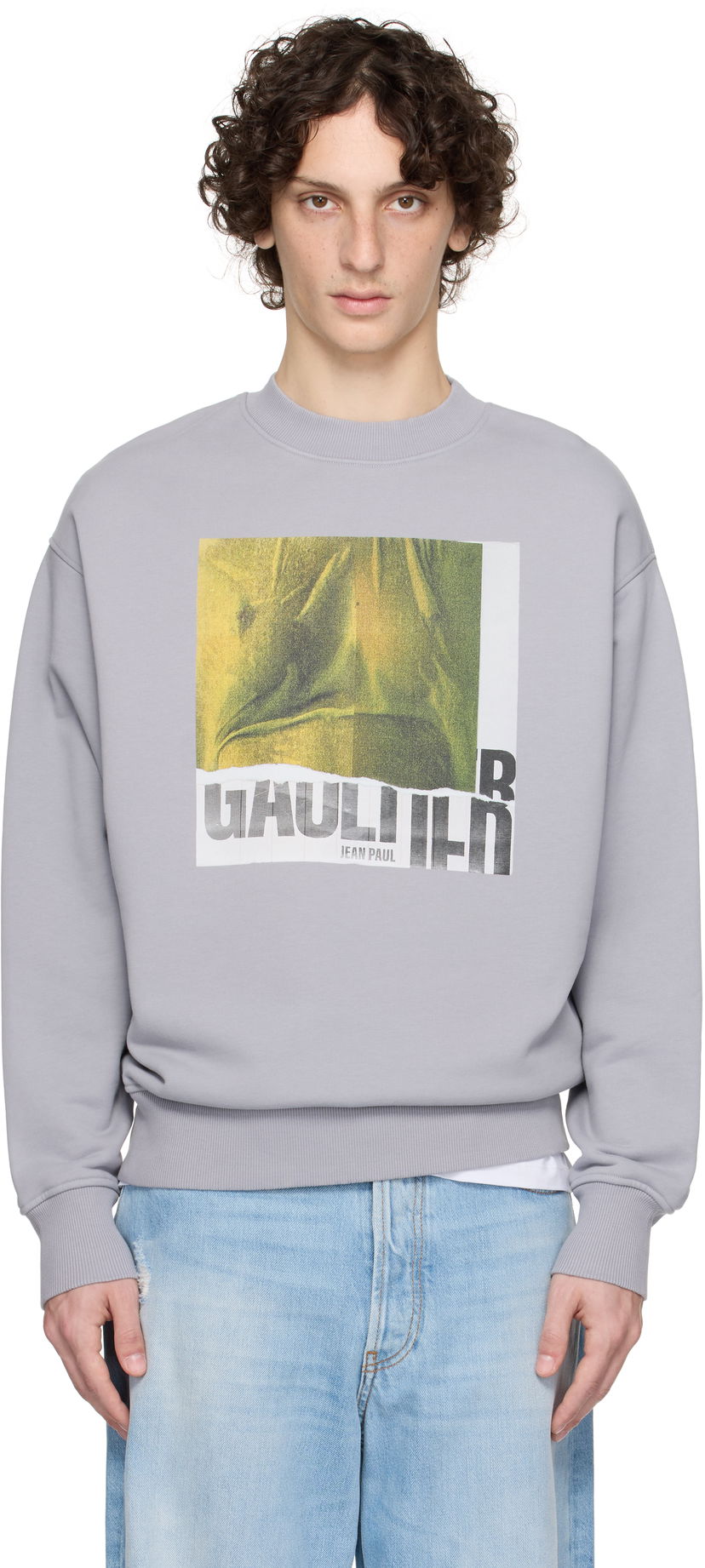 Dukserice Jean Paul Gaultier Jean Paul Gaultier Printed Cotton Crew Sweatshirt Siva | 25/03-W-TO295-J003-134812