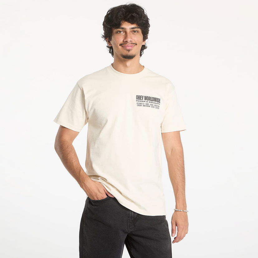 Majica kratkih rukava OBEY Worldwide Power & Equalit Cream Bež | 165263920-CRM