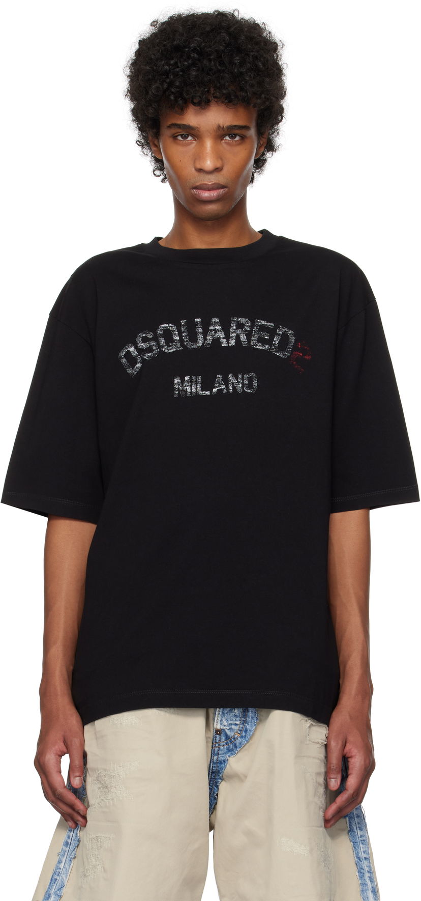 Majica kratkih rukava DSQUARED2 Dsquared2 Loose Fit Faded Logo T-Shirt Crna | S74GD1399_D20020