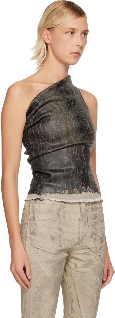 Crop top Rick Owens Rick Owens DRKSHDW Concordians Athena Asymmetric Distressed Cropped Top Crna | DS02E7131 SDWF, 1