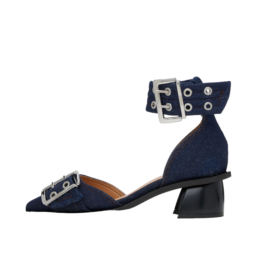 Tenisice i cipele GANNI Feminine Buckle Open Cut Heels Tamnoplava | S2803