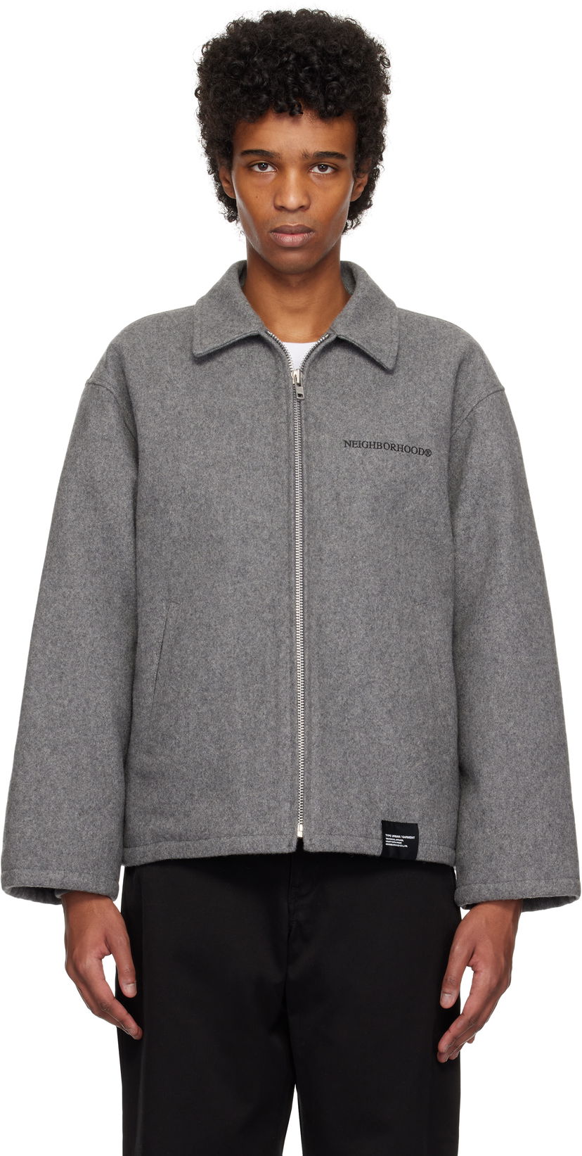 Jakna Neighborhood Melton Zip Work Jacket Siva | 242ZANH-JKM01