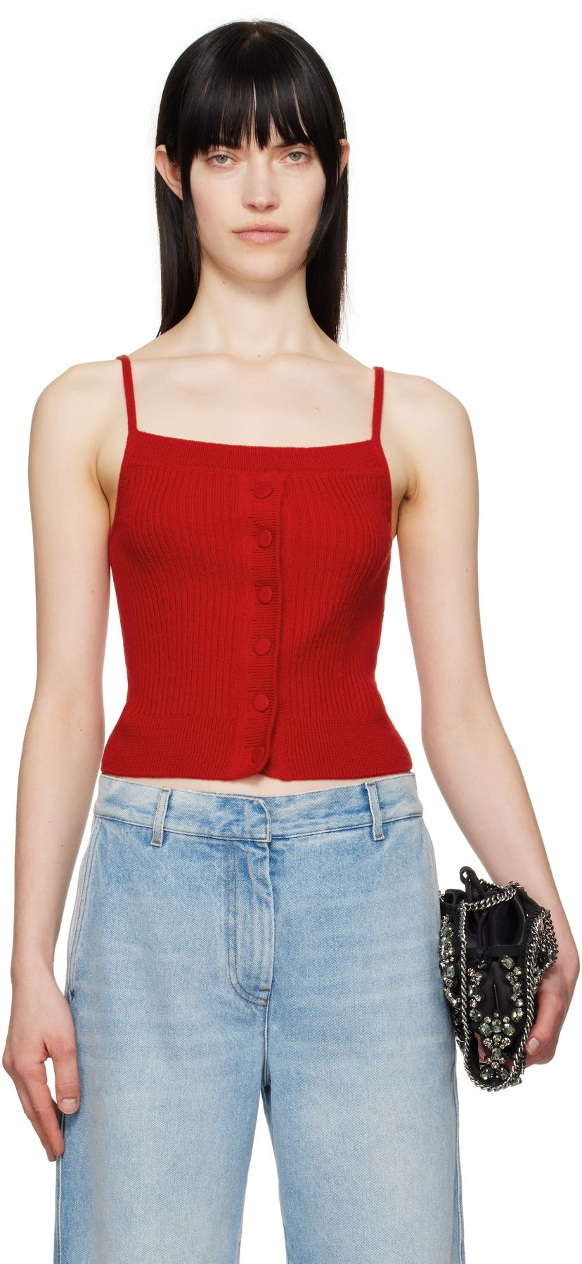Majica bez rukava Dries Van Noten Dries Van Noten Wool Straight Neck Tank Top Crvena | 251-011209-1713
