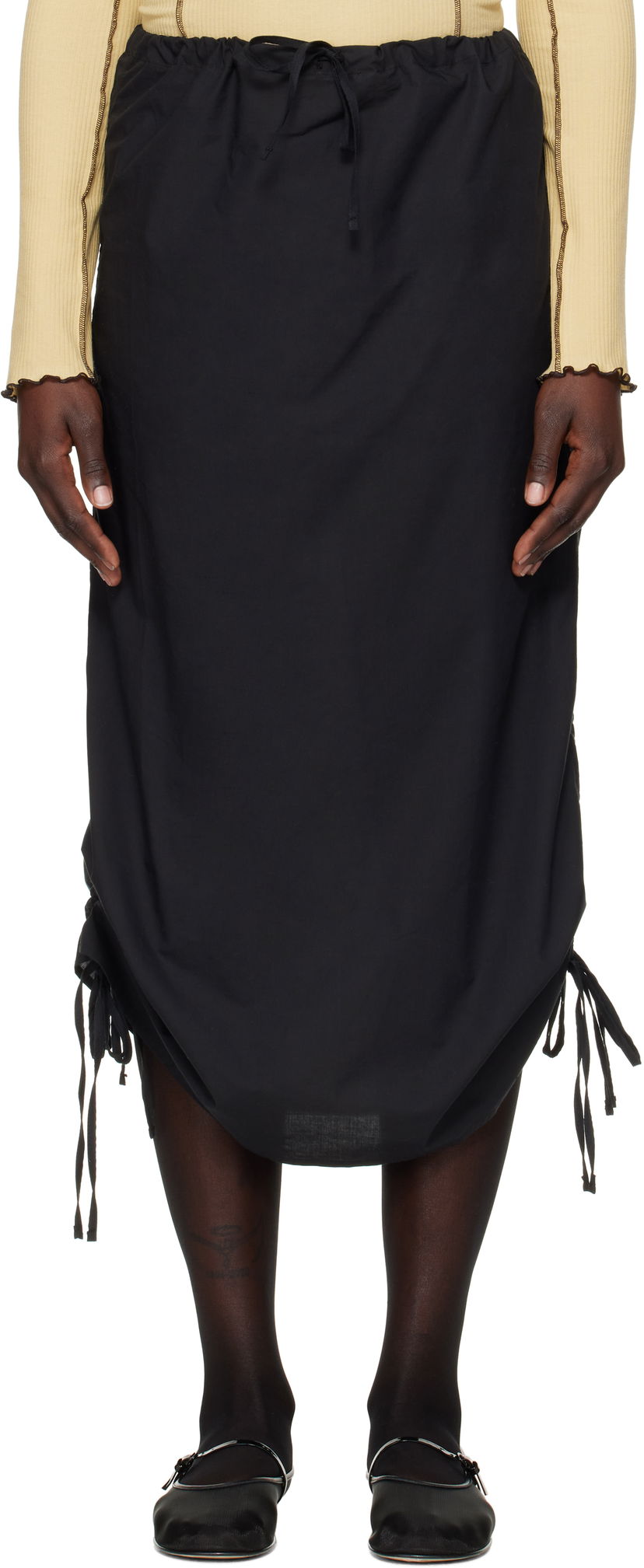 Suknja Baserange Midi Skirt With Drawstring Crna | SKPS-CO-EXSP25