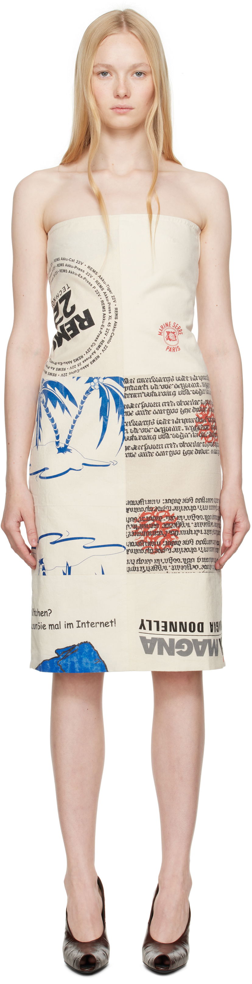 Haljina Marine Serre Marine Serre Regenerated Tote Bags Bustier Midi Dress Bež | WDR358A UWOV0009
