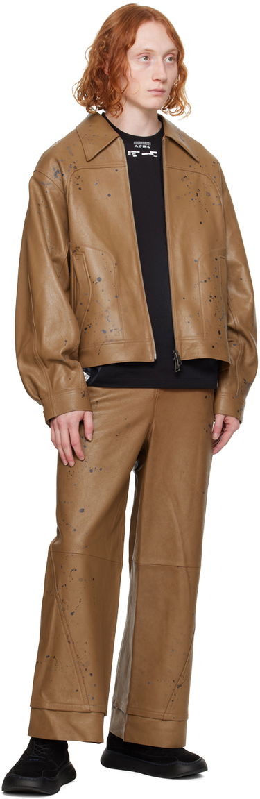 Jakna ADER ERROR Paint Splatter Cropped Leather Jacket Smeđa | BN01SSJK0101BR, 3