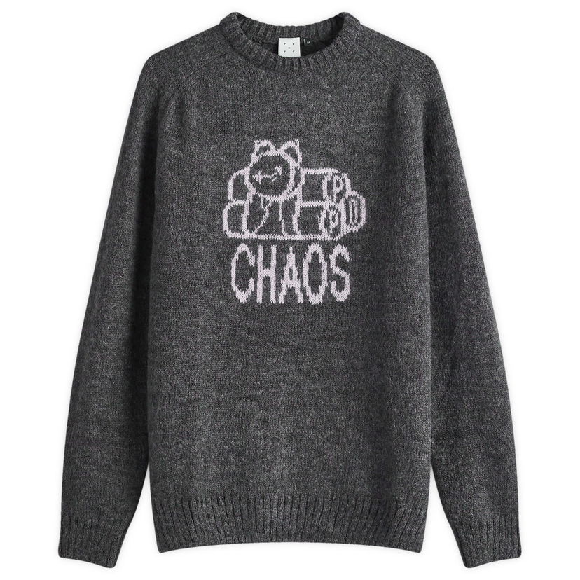 Džemper Pop Trading Company Chaos Knit Crew Large Siva | POPAW24-06-004