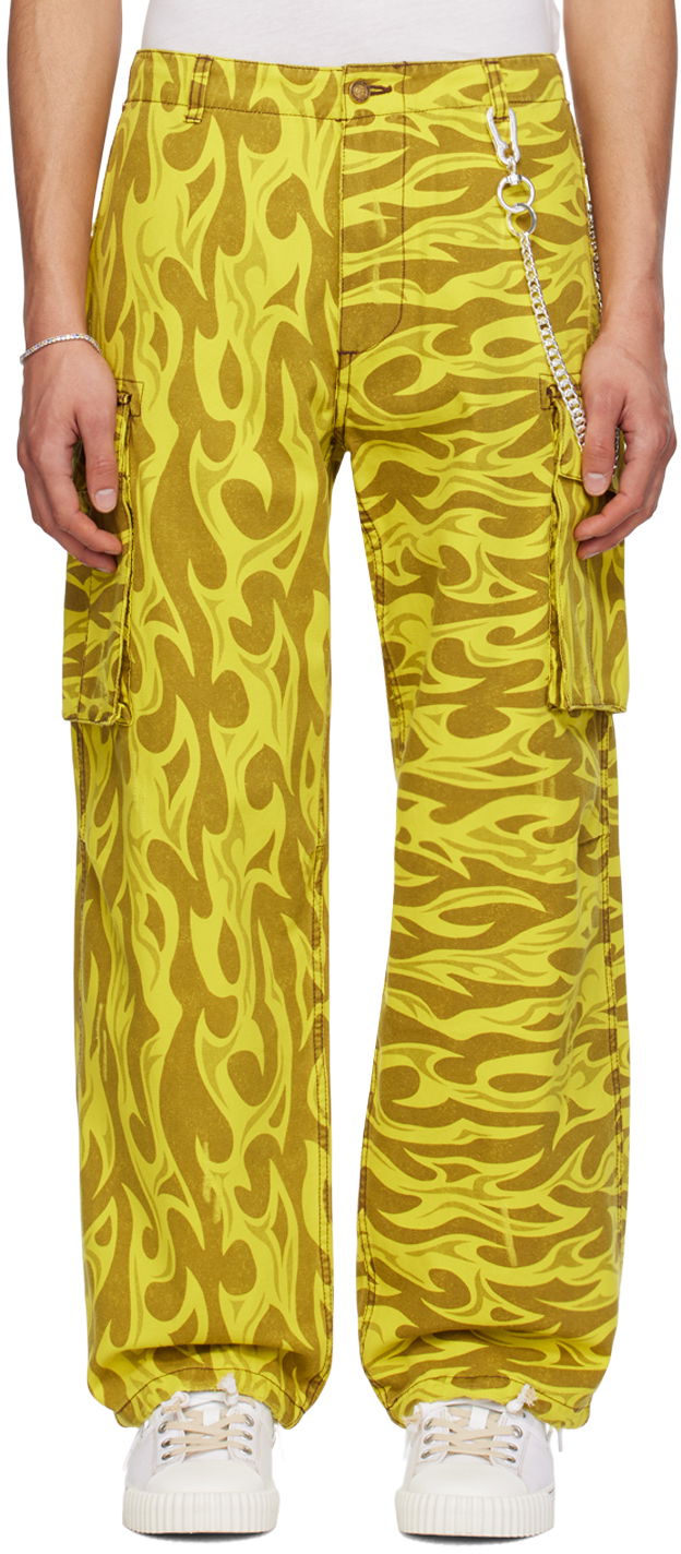 Cargo hlače ERL ERL Cargo Pants with Print Žuta | ERL08P007