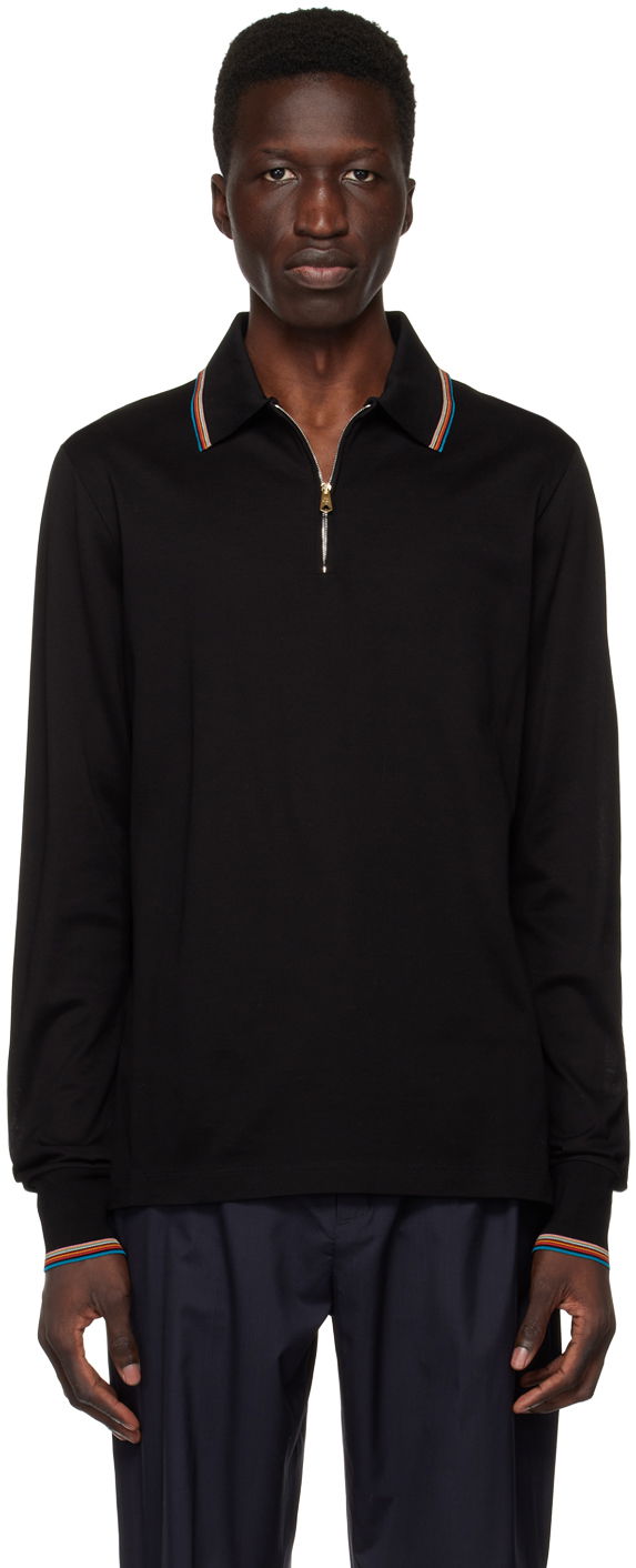 Polo majica Paul Smith Paul Smith Long Sleeve Zip Polo Crna | M1R-031Y-K00089-79