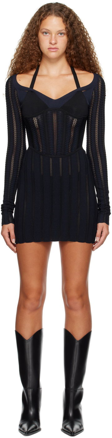 Haljina Dion Lee Snakeskin Column Minidress Crna | A7733P23