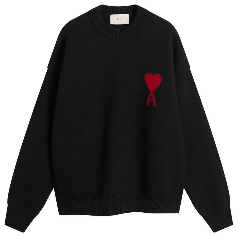 Džemper AMI Men's Merino Wool ADC Crew Neck Jumper, Size Large Crna | H25UKS838-018-009H25
