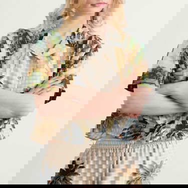 Košulja AMIRI AMIRI Women's Paradise Print Cropped Shirt, Size Large Višebojno | AWSTCA1038-900, 5