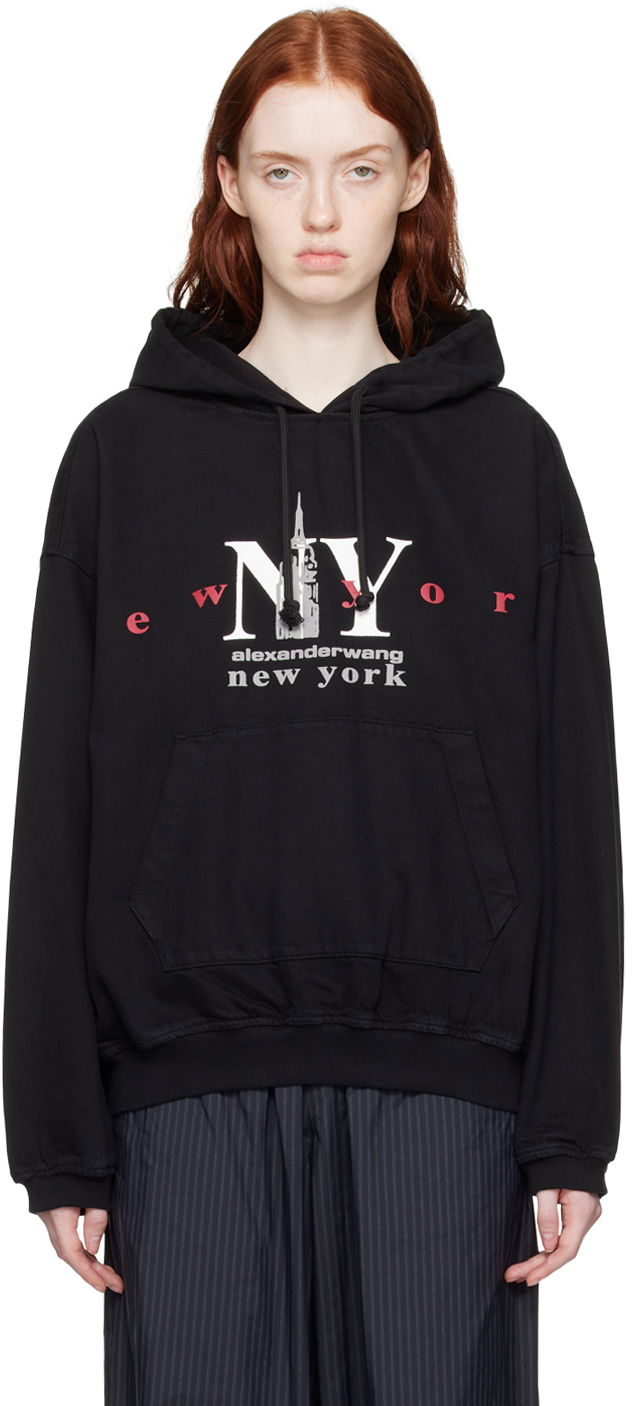 Dukserice Alexander Wang Printed Denim Hoodie Crna | UDC4231611