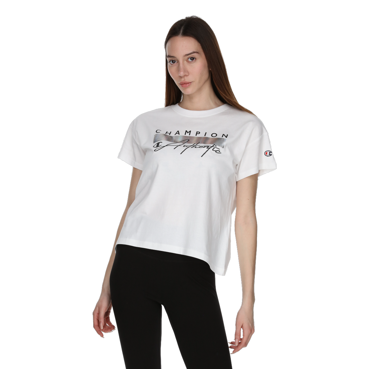 Majica kratkih rukava Champion Metallic Bar Authentic Script Crewneck T-Shirt Bijela | 118184-WW001, 0