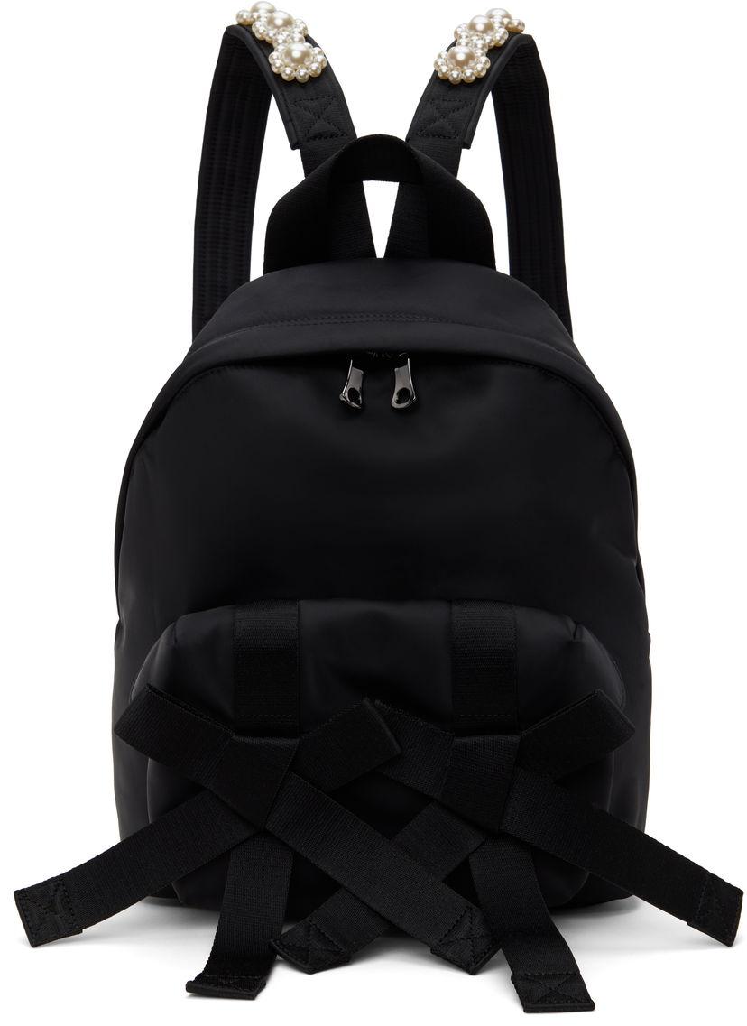 Ruksak Simone Rocha Simone Rocha Beaded Utility Bow Backpack Crna | BAG179TB 0761