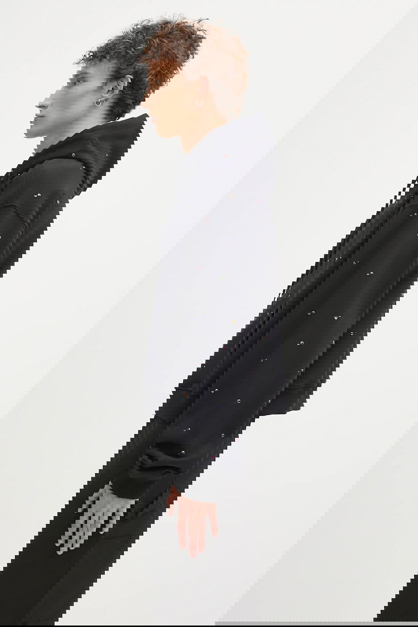 Dukserice Sky High Farm Sky High Farm Studded Cropped Hoodie Crna | SHF07T041, 1