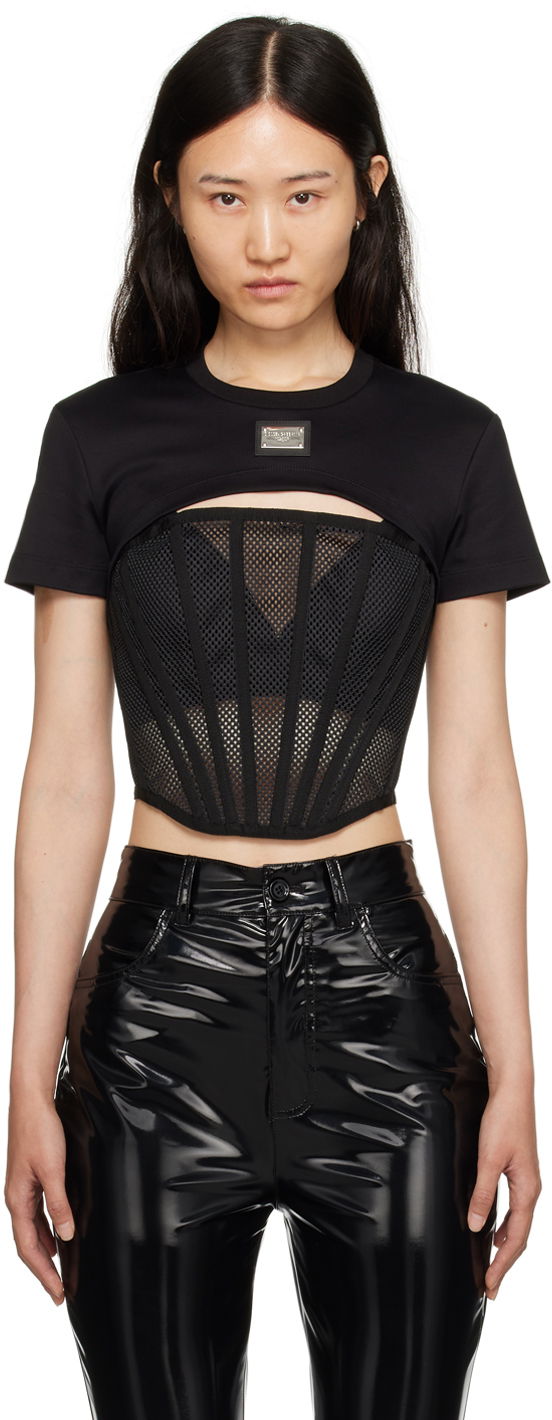 Majica kratkih rukava Dolce & Gabbana Black Cutout T-Shirt Crna | F8T27T G7G7K