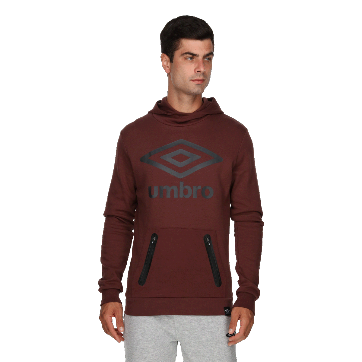 Dukserice Umbro Basic Hoodie with Front Logo and Zippered Pockets Tamnocrvena | UMA243M603-09, 0