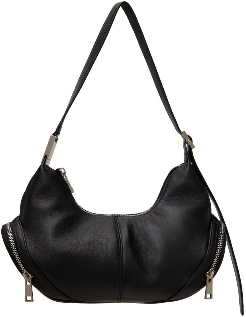 Torba za rame OSOI Leather Shoulder Bag With Side Pockets Crna | 24FWB03013001
