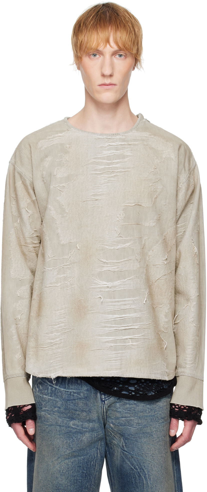 Džemper Diesel Diesel D-Just-Fsg1 Distressed Sweatshirt Bež | A18195-007AU-9DU