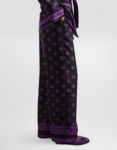 Hlače Dolce & Gabbana Dolce & Gabbana Silk Vanity Pants with DG Logo Print Crna | FTAMPTHI1Z7HN9BP, 3
